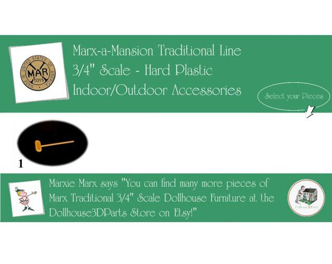Choice MARX Vintage Dollhouse Indoor/Outdoor Accessories, Marx-a-Mansion Traditional Line, 3/4" Scale, Hard Plastic