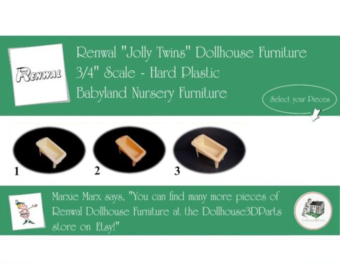 Choice RENWAL Vintage Babyland Furniture, 1940s-1950s Style, 3/4” Scale, Hard Plastic
