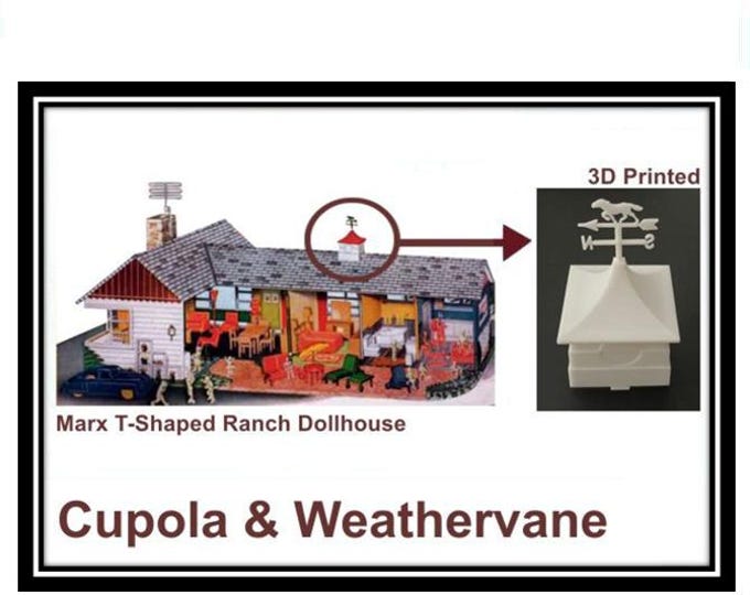 Marx L-Shaped Ranch Dollhouse: Cupola & Weathervane