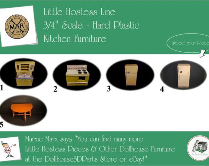 Choice MARX Vintage Dollhouse Kitchen Furniture, Little Hostess Line, 3/4" Scale, Hard Plastic