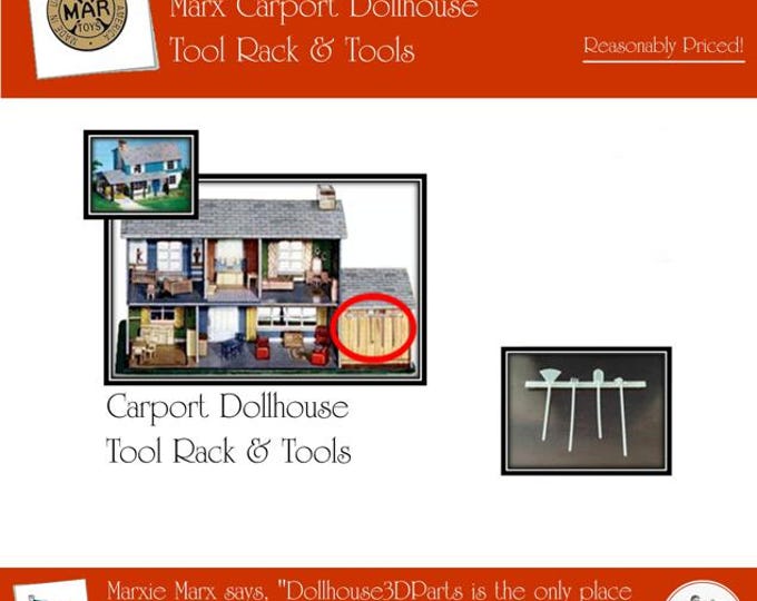 Marx Carport Dollhouse:  Tool Rack & Tools