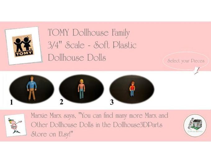 Choice TOMY Vintage Dollhouse Dolls, 3/4" Scale, Soft Plastic