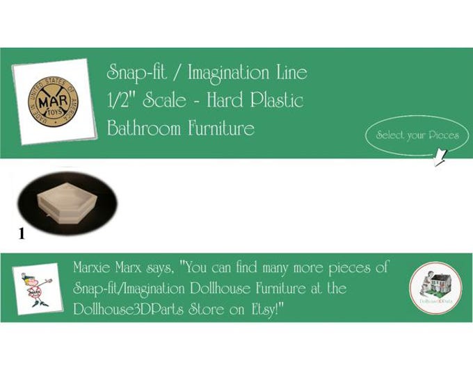 Choice MARX Vintage Dollhouse Bathroom Furniture, Snap-fit/Imagination Line, 1/2" Scale, Hard Plastic