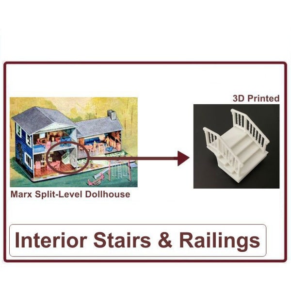 Marx Split-Level Dollhouse:  Interior Stairs & Railings