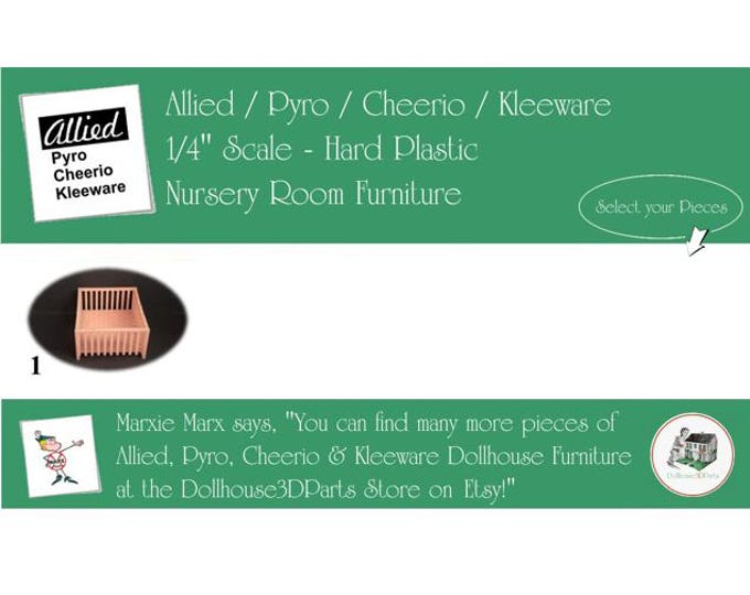 Allied / Pyro / Cheeiro / Kleeware Vintage Dollhouse Nursery Room Furniture, 1/4" Scale, Hard Plastic