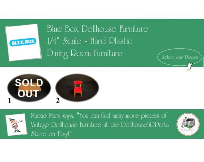 Choice BLUE BOX Vintage Dollhouse Nursery Room Furniture, 1960s Style, 1/4" Scale, Hard Plastic