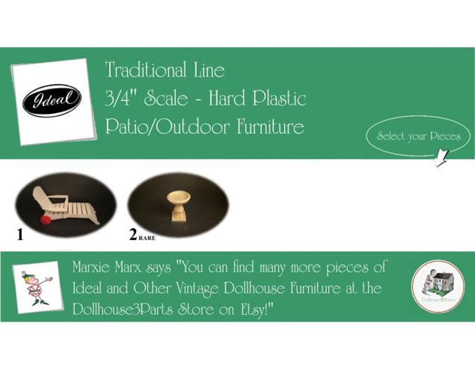 Ideal Vintage Dollhouse Furniture, 1940s-1950s Style Patio/Outdoor, 3/4” Scale Hard Plastic