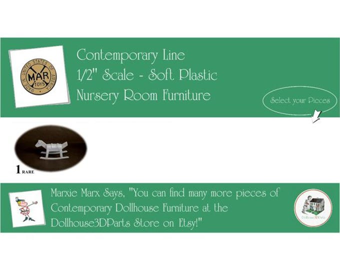 Choice MARX Vintage Dollhouse Nursery Room Furniture, Contemporary Line, 1/2" Scale, Soft Plastic