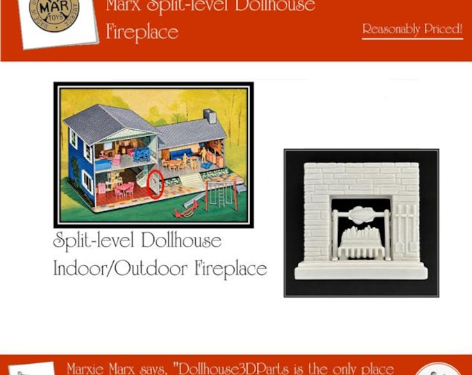MARX Split-Level Dollhouse:  Indoor/Outdoor Fireplace