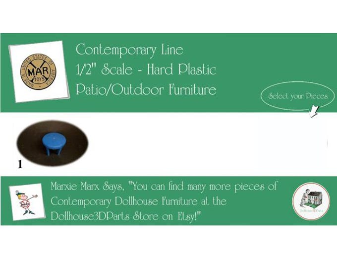 Choice MARX Vintage Dollhouse Patio/Outdoor Furniture, Contemporary Line, 1/2" Scale, Hard Plastic