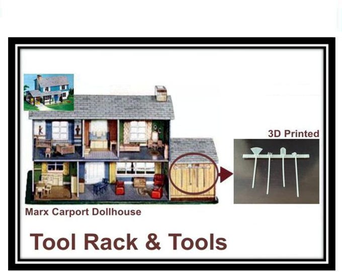 Marx Carport Dollhouse:  Tool Rack & Tools