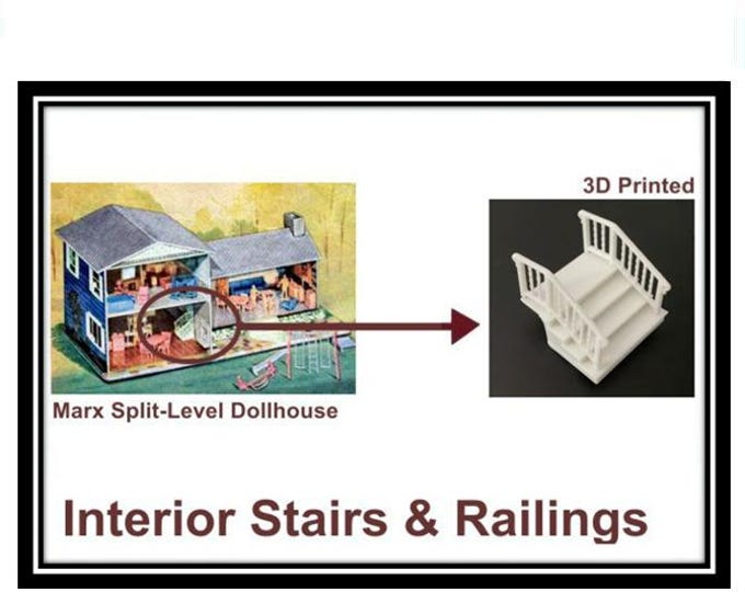 Marx Split-Level Dollhouse:  Interior Stairs & Railings