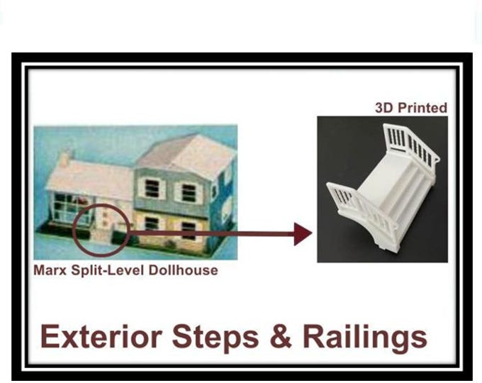 Marx Split-Level Dollhouse:  Exterior Steps & Railings