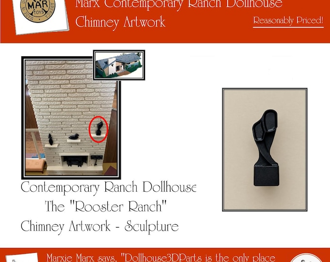 MARX Contemporary (Rooster) Ranch Dollhouse with Lift-off Roof:  Chimney Artwork - Sculpture