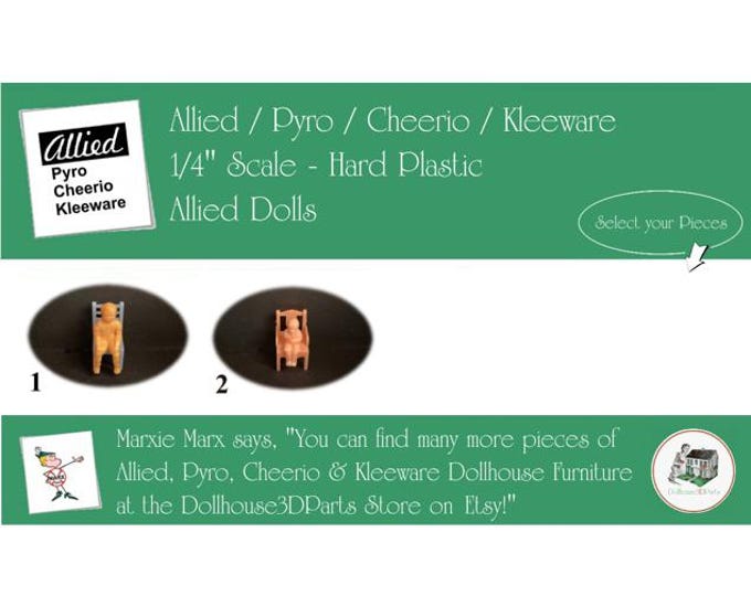 Choice ALLIED/PYRO/KLEEWARE & Cheerio Vintage Dollhouse Doll Family, 1/4" Scale, Hard Plastic