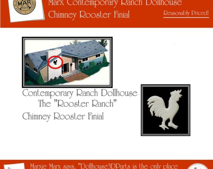 MARX Contemporary (Rooster) Ranch Dollhouse with Lift-off Roof:  Chimney Rooster Finial