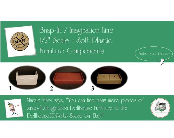 Choice MARX Vintage Dollhouse Furniture Components, Snap-fit/Imagination Line, 1/2" Scale, Soft & Hard Plastic