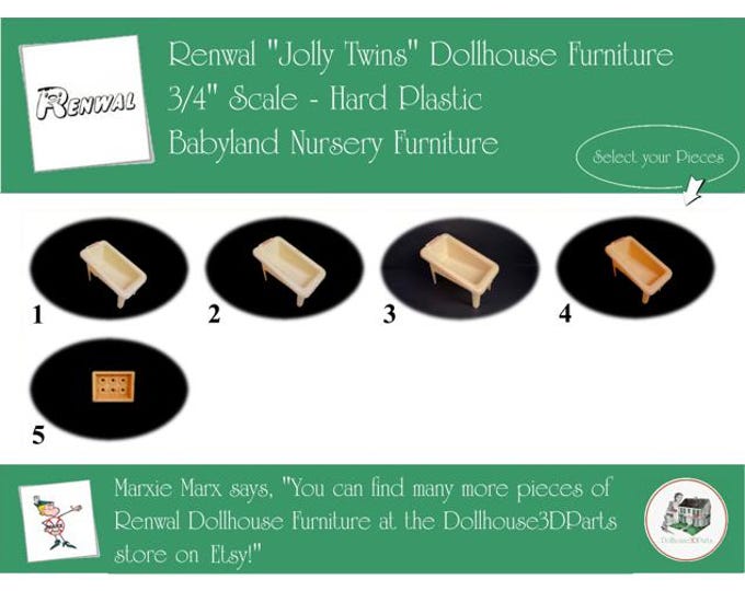 Renwal Vintage Babyland Furniture, 1940s-1950s Style, 3/4” Scale Hard Plastic