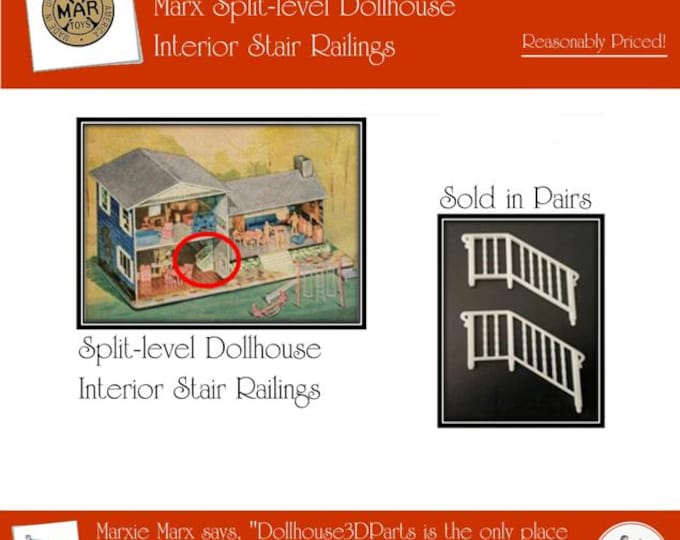 Marx Split-Level Dollhouse:  Railings for Interior Stairs