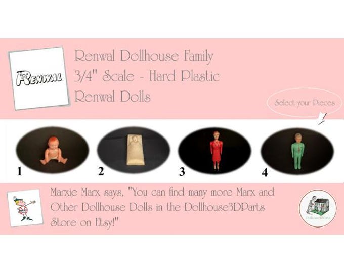 RENWAL Vintage Dollhouse Dolls, 3/4" Scale, Hard Plastic