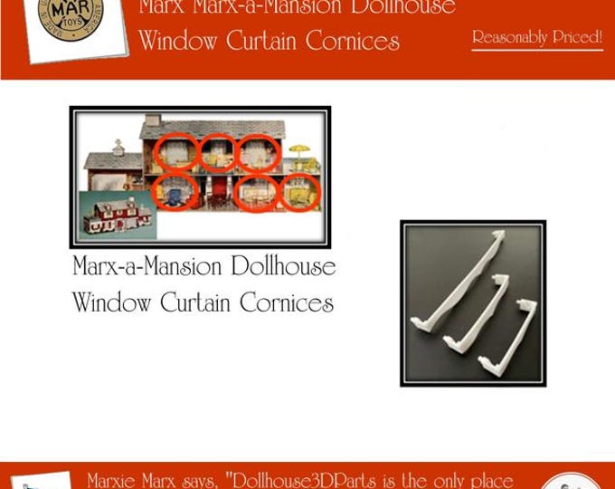 Marx Marx-A-Mansion Dollhouse:  Window Curtain Cornices