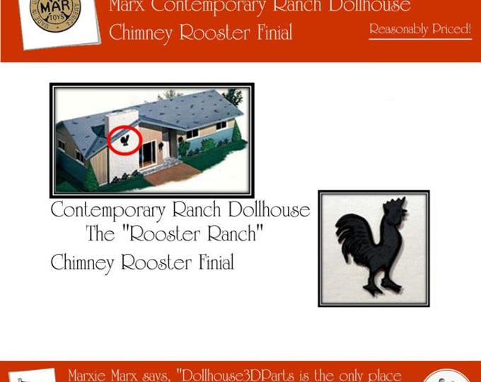 MARX Contemporary (Rooster) Ranch Dollhouse with Lift-off Roof:  Chimney Rooster Finial