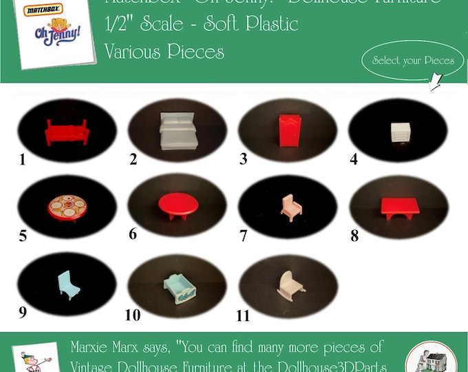 MATCHBOX OH JENNY! Dreamworld Vintage Dollhouse Furniture, 1/4" Scale, Soft Plastic