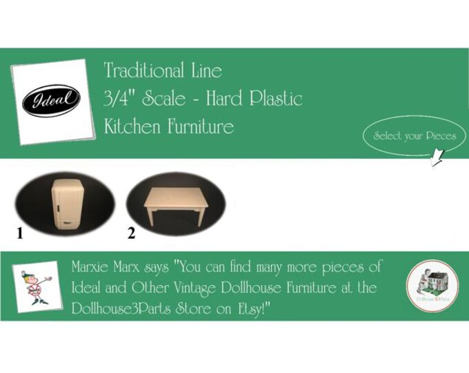 Ideal Vintage Dollhouse Furniture, 1940s-1950s Style Kichen , 3/4” Scale Hard Plastic