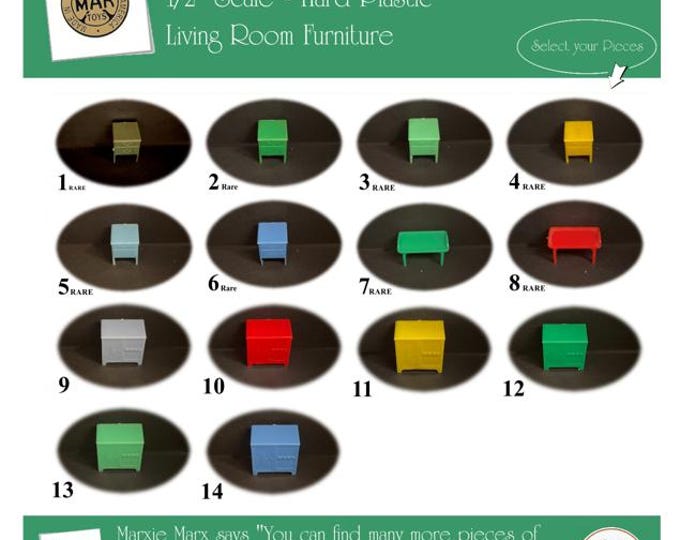 MARX Vintage Dollhouse Dining Room Furniture, Traditional Line, 1/2" Scale, Hard Plastic