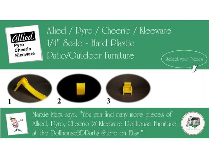 Choice ALLIED/PYRO/KLEEWARE & Cheerio Vintage Dollhouse Patio/Outdoor Furniture, 1/4" Scale, Hard Plastic