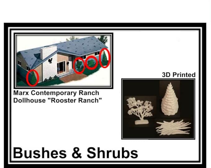 Marx Ranch with Lift-off Roof Dollhouse:  Bushes & Shrubs