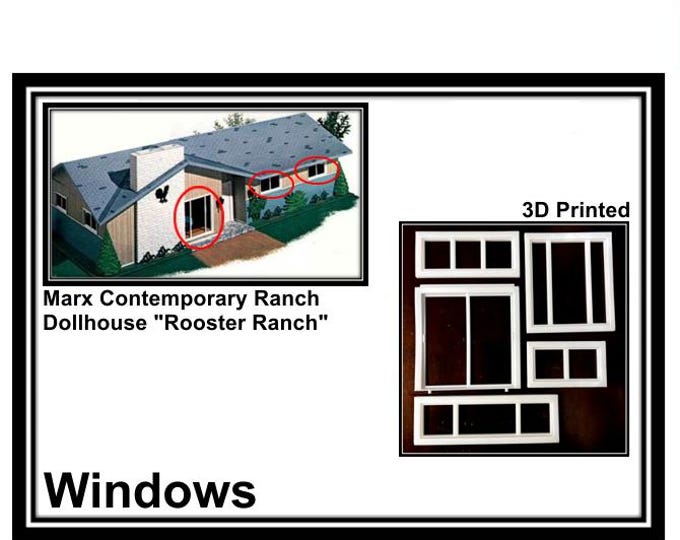 Marx Ranch with Lift-off Roof Dollhouse:  Windows