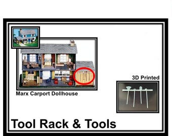 Marx Carport Dollhouse:  Tool Rack & Tools