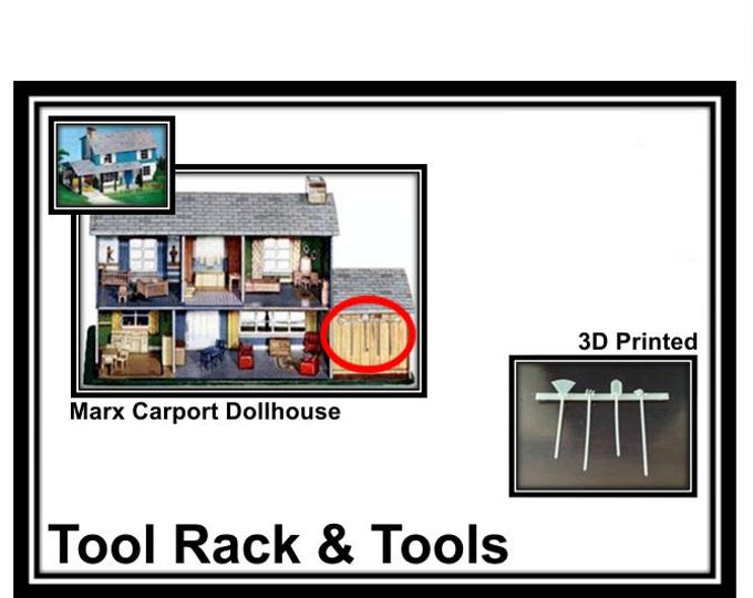 Marx Carport Dollhouse:  Tool Rack & Tools