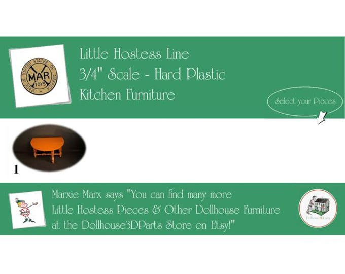 Choice MARX Vintage Dollhouse Kitchen Furniture, Little Hostess Line, 3/4" Scale, Hard Plastic