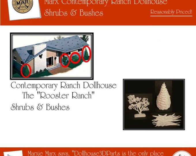 Marx Contemporary (Rooster) Ranch Dollhouse with Lift-off Roof:  Bushes & Shrubs