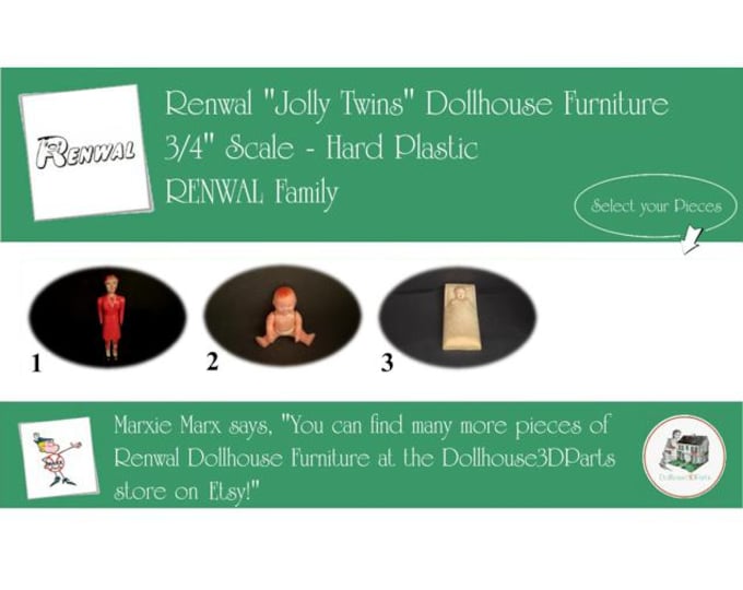 Choice RENWAL Vintage Dollhouse Family Dolls, 1940s-1950s Style, 3/4” Scale, Hard Plastic