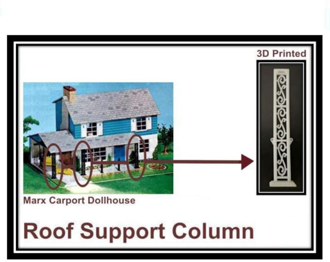 Marx Carport Dollhouse:  Roof Support Column