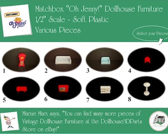 MATCHBOX OH JENNY! Dreamworld Vintage Dollhouse Furniture, 1/4" Scale, Soft Plastic