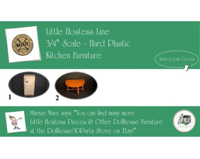 Choice MARX Vintage Dollhouse Kitchen Furniture, Little Hostess Line, 3/4" Scale, Hard Plastic
