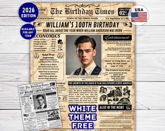 100th Birthday Gift, Great Grandpa Gift, 100th Birthday Poster Back in 1926, 100 Years Ago Back in 1926 Poster