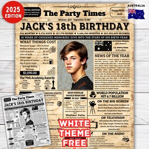 Back in 2007 Poster Australia , 18th Birthday Newspaper Poster , 18th birthday Gift for Daughter/Son,18th Birthday Decorations ,Born in 2007