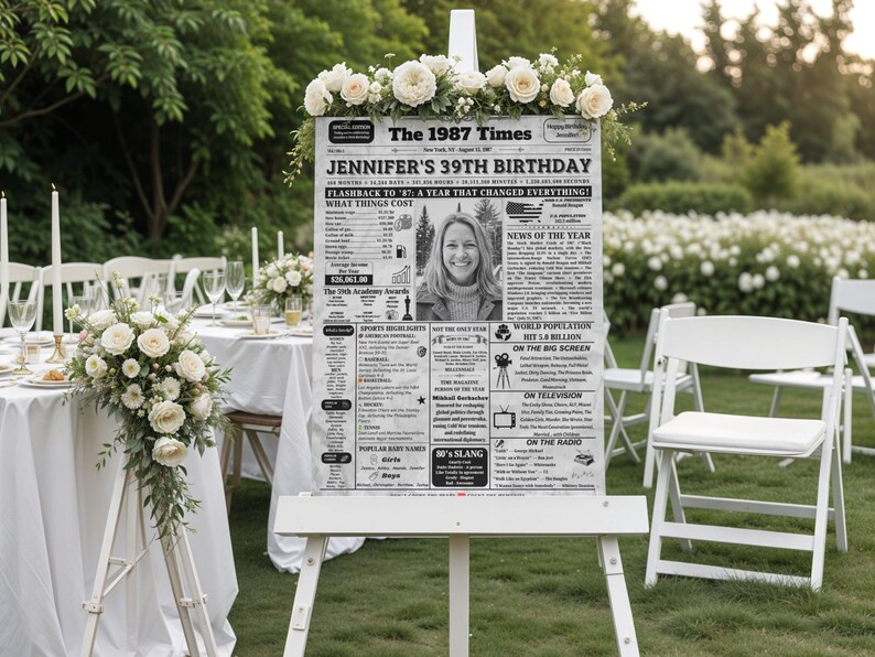 39th Newspaper Poster Back in 1987 Birthday Poster , 39th Birthday ...