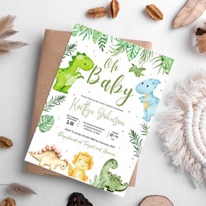 Dino Boy baby shower Invitation, Dinosaur Baby Shower Invitation Template dinosaur Baby boy Shower Invitation Welcome Sign