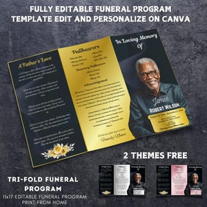 Magazine Style Obituary Program Template for Men/Women , Obituary for Man , Obituary Program , Memorial Service Template, Order Of Service