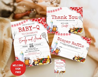 Unisex Baby-Q Invite, Ranch Baby Shower Invitation Set, Unisex Backyard Baby Sprinkle, BBQ Party Template Pack, he or she template, 02