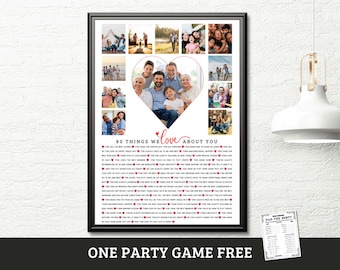 80th Birthday Gift  , 80 Reasons We Love You Photo Collage , Gift for Mom , Gift for Dad , 80th Birthday Gift , 80 Things About Dad Birthday