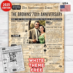 70. Hochzeitstag Geschenk für Großeltern, 1955 Jubiläum, Zurück in 1955 Zeitung Poster Zeichen, 1955 Diamant Jahrestag, 70. Jahrestag