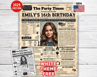 16th Birthday Gift Poster,2009 Newspaper Sign, Sweet 16 Gift for Girls and Boys,Back in 2009, Sweet Sixteen Decoration,16 Birthday Gift Idea