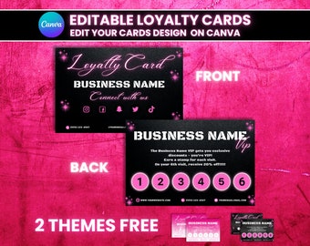 Premium Loyalty Card, DIY Marketing Cards Template Design, Feminine Loyal Card, HairBusiness Cards,Lash Card, Rewards Card,Business Template